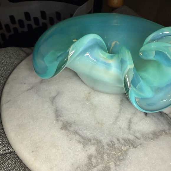 Cenedese Murano Blue Art Glass Biomorphix Organic Shaped Bowl 60's Vintage - Picture 7 of 8